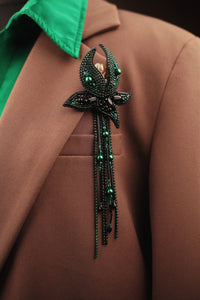 Custom color lotus flower brooch, Large flower crystal pin (Blue, Black, Green, White).
